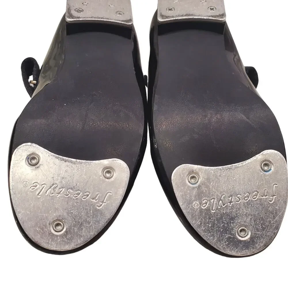 Girls Freestyle Dancewear Tap Shoes Black Patent Leather Girls Size 10 Tap Shoes